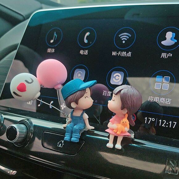 4PCS Cute Cartoon Couples Car Decoration Accessories Romantic Figurines Decor - Picture 5 of 12